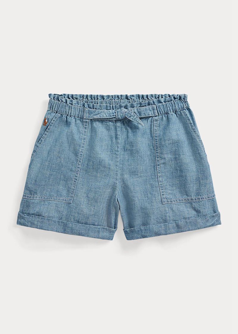 Shorts Ralph Lauren Niña 7-14 Años Cotton Chambray Camp Chile Azules OZVTC-6290